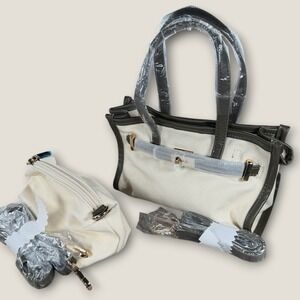 Remi & Reid NWT Canvas Tote Bag with Crossbody Pouch & Strap Olive Green Set